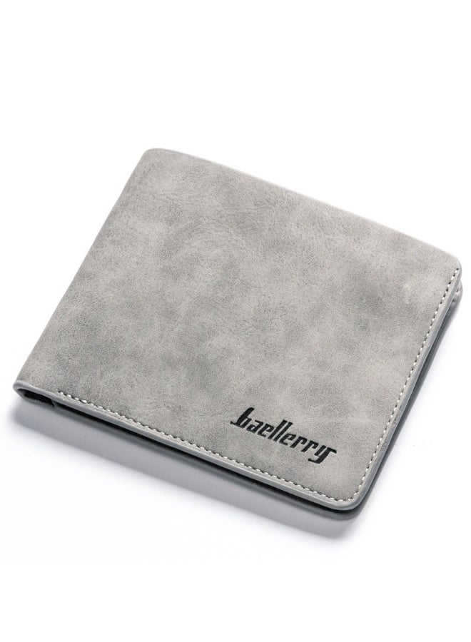 baellerry Men's Short Vintage Premium Matte Money Clip Two-fold Wallet Card Bag - Image 1