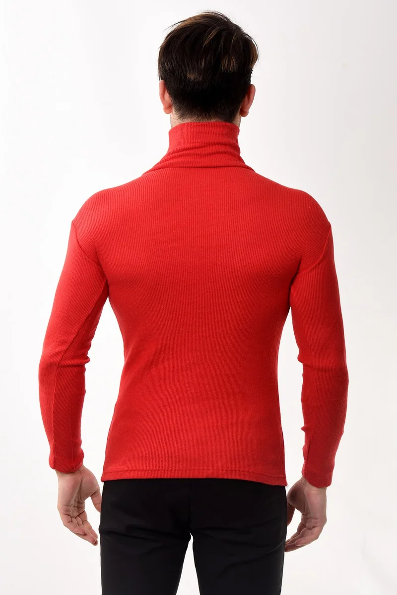 Belifanti Collection Men's Turtleneck Turtleneck Slim Fit Sweater Red