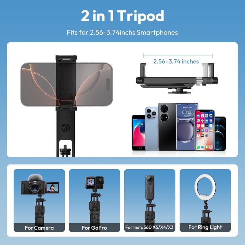 TT23 64" Auto Face Tracking Tripod with Remote and 360掳 Rotating Selfie Stick - Image 4