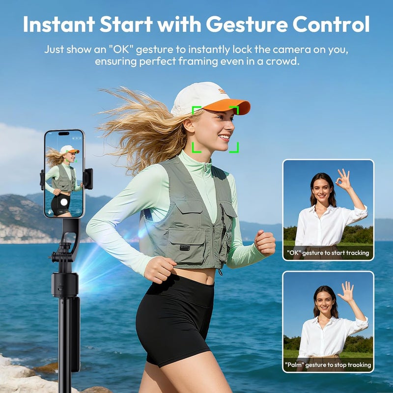 TT23 64" Auto Face Tracking Tripod with Remote and 360掳 Rotating Selfie Stick - Image 2