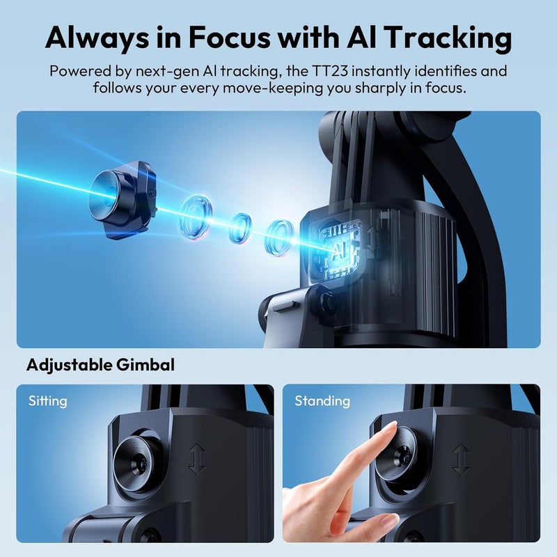 TT23 64" Auto Face Tracking Tripod with Remote and 360掳 Rotating Selfie Stick - Image 3