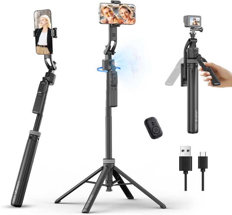 TT23 64" Auto Face Tracking Tripod with Remote and 360掳 Rotating Selfie Stick - Image 1