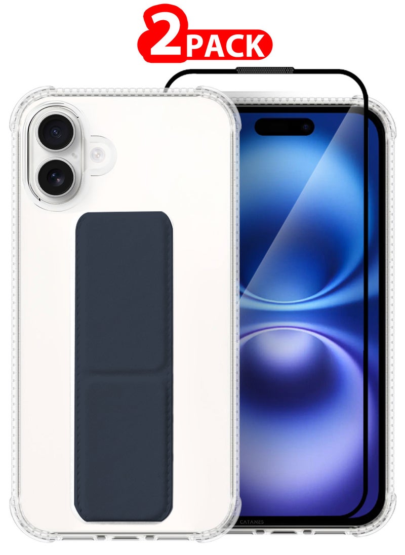 CATANES - ( for iPhone 16 Plus ) 2 Pack, Case and Screen Protector, with Phone Grip and Expanding Stand, Kickstand Fully Protective Cover with Phone Grip Holder - Image 1