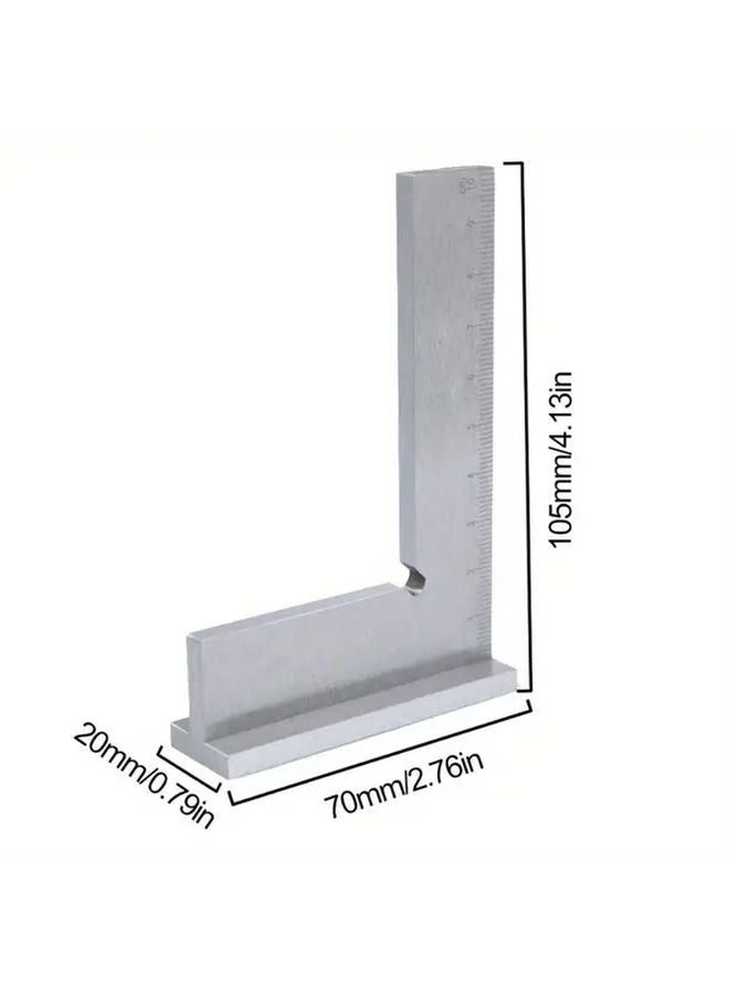 1pc 100x70mm L Shaped Stainless Steel Ruler Dual Scale Mm Cm Precision Metalworking - Image 3