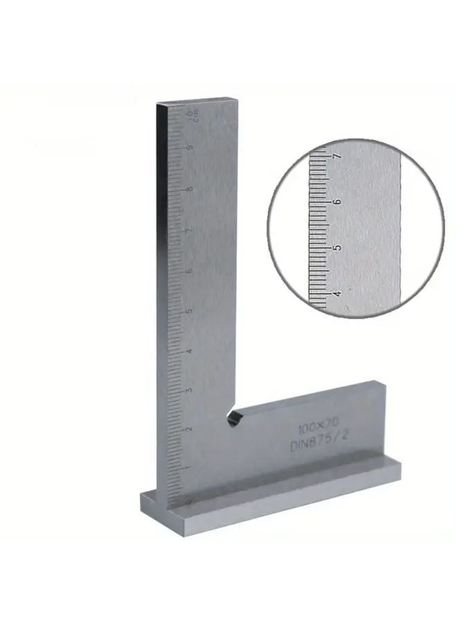 1pc 100x70mm L Shaped Stainless Steel Ruler Dual Scale Mm Cm Precision Metalworking - Image 1