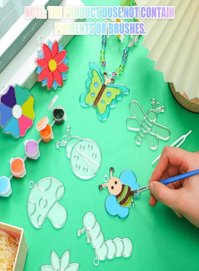 Leitee 24 Sets Spring Suncatchers Ornaments Decorations DIY Window Paint Art Suncatchers Kits Butterfly Flower Craft Hanging Snowflake Sun Catchers for Spring Summer Home Classroom Activities - Image 4