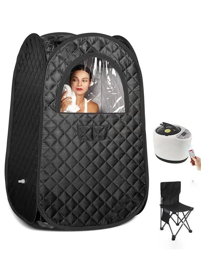XiuWoo Single Person Sauna, Portable Steam Sauna Full Body, Upgraded Large Space Sauna, Quick-Folding Sauna Spa Tent, Black  - Image 1