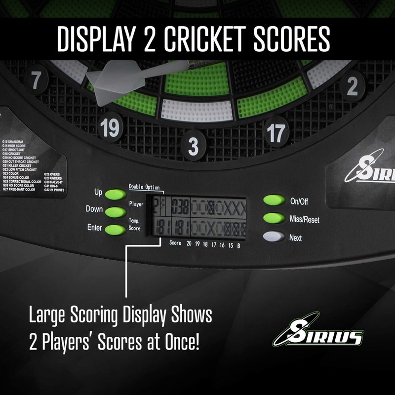 Fat Cat Sirius 13.5 Inch Compact Target Electronic Dartboard, Black and Green - Image 4