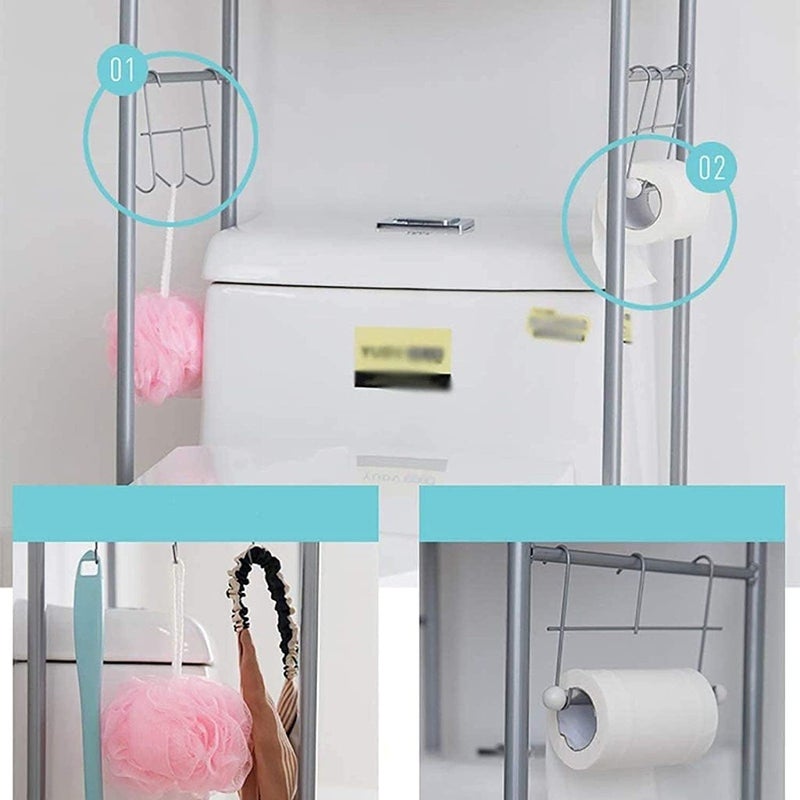 Metal Storage Rack – 3 Tier Bathroom Organizer – Over Washing Machine or Toilet, White Powder-Coated Frame, Compact Shelf for Small Bathrooms or Laundry Room Essentials  - Image 3
