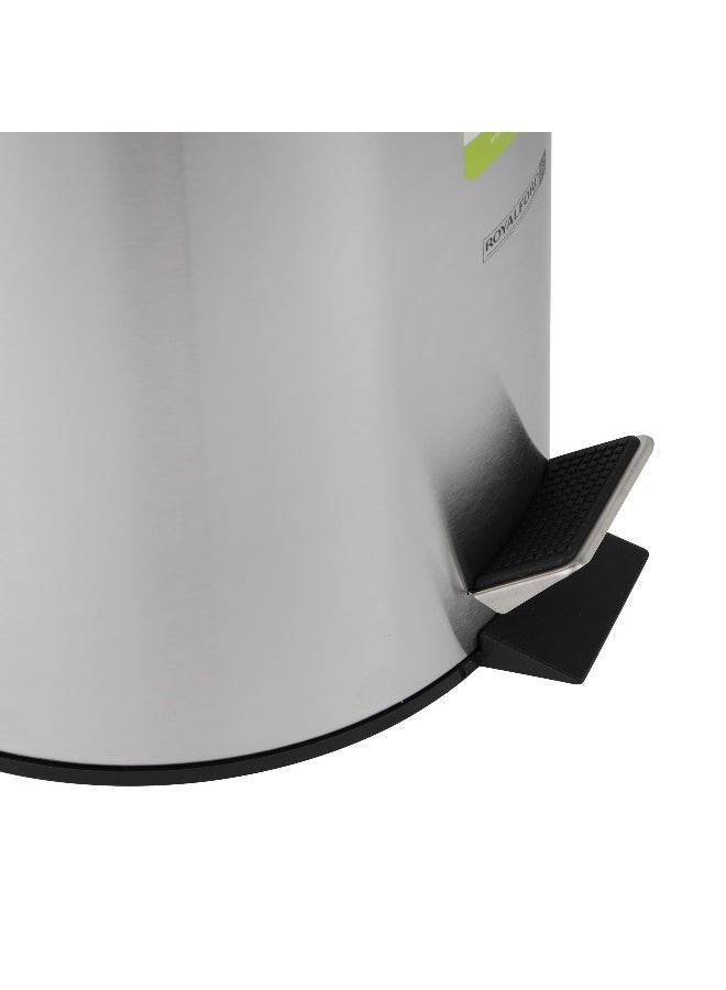Royalford 5 liter Pedal Dustbin- RF12089/ Step On, Steel Pedals, Iron Handle, Plastic Base, for Waste Disposal, with Removable Inner bucket/ Trash Can for Home, Office, Bathroom, School, Restaurant/ Stainless Steel Bin, Slow Closing Lid and Hands Free Opening/ Silver - Image 2