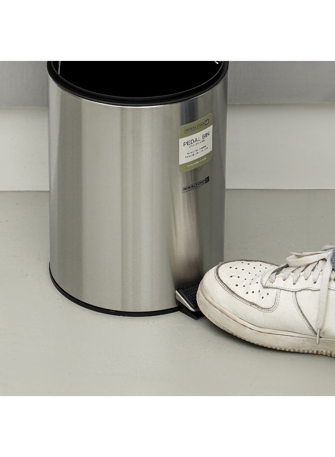 Royalford 5 liter Pedal Dustbin- RF12089/ Step On, Steel Pedals, Iron Handle, Plastic Base, for Waste Disposal, with Removable Inner bucket/ Trash Can for Home, Office, Bathroom, School, Restaurant/ Stainless Steel Bin, Slow Closing Lid and Hands Free Opening/ Silver - Image 4