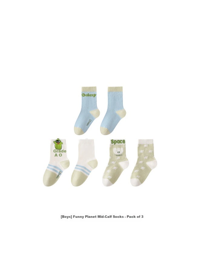 Yeehoo Children's Socks Autumn Winter Warm Boys Girls Floor Socks Fun Colorful Versatile Mid Socks 3 Pairs Pack - Image 1