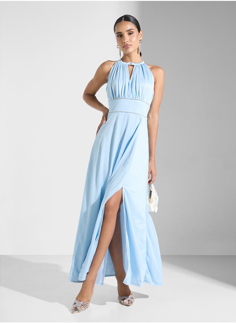 Ella Limited Edition - Halter Neck Shimmer With Slit - Image 1