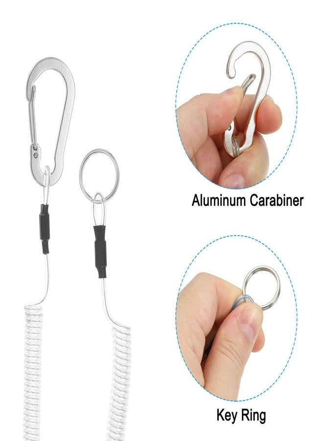 PATIKIL 3pcs Retractable Spring Coil Straps, 10" Spiral Stretchy Safety Lanyard Cord with Aluminium Clip and Key Ring for Fishing Kayak Climbing Boating Pliers, Clear - Image 4