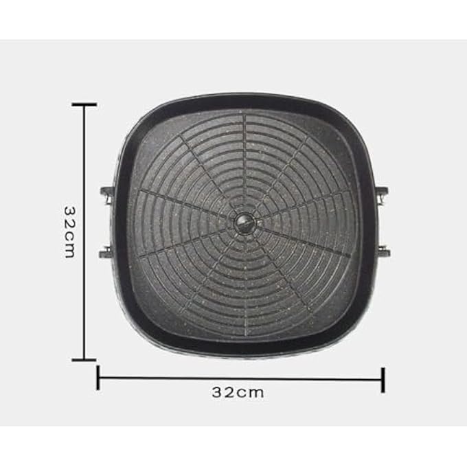أكس سبرينج مقلاة شواء مربعة 32 سم على الطراز الكوري غير لاصقة بتصميم بدون دخان، مقلاة شواء داخلية وخارجية للطهي على الموقد والشواء على الطاولة - Image 4