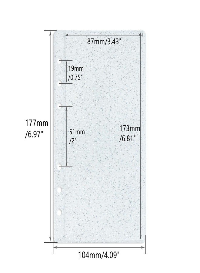 Mogoostry A6 Clear Glitter Sheet Protectors 12 Pack 3.4 x 6.8 Inch Plastic Sleeves Side Open Paper Protector for 6 Ring A6 Binders - Image 2
