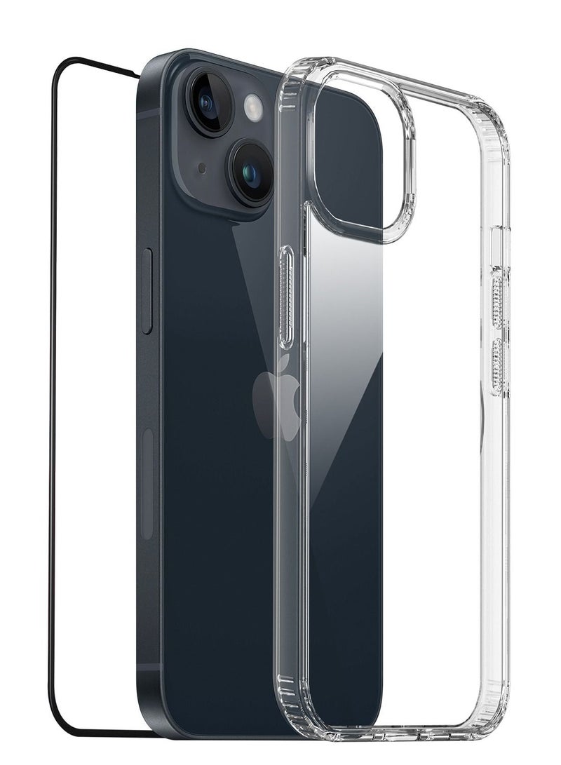 Moxedo Lite Crystal Clear Protective Case with 9H Tempered Glass Screen Protector compatible for iPhone 14 Plus - Image 1