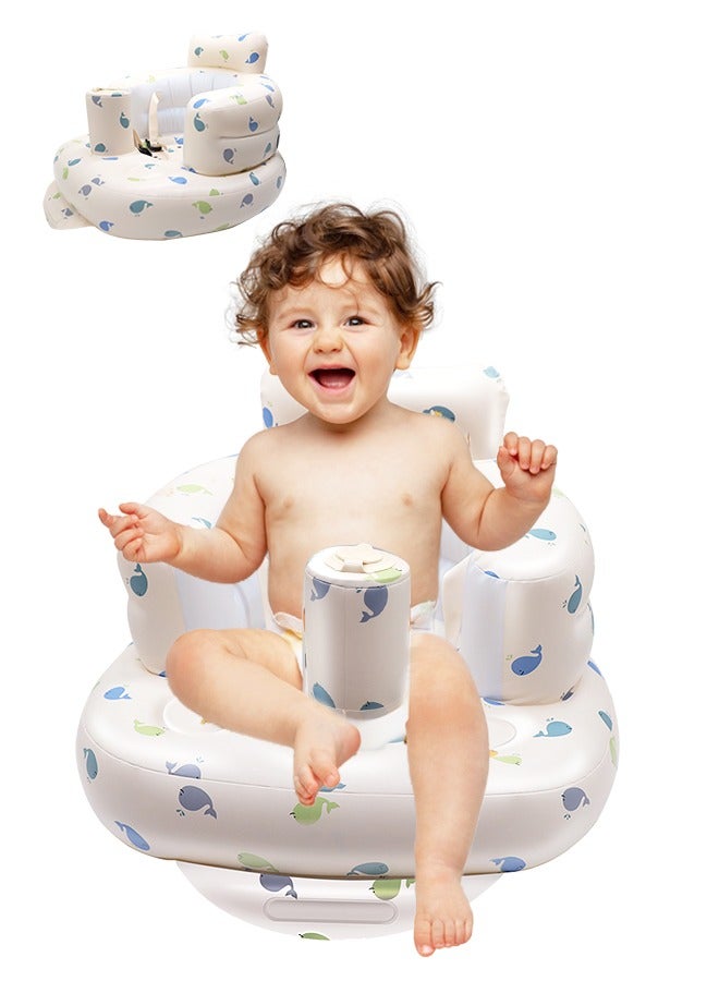 vocheer Baby Inflatable Seat,  Multi-Use Infant Chair for Bath & Play, Soft Support for 0-36 Months, Non Slip & Quick Dry, Lightweight Portable Baby Bath Seat - Image 1