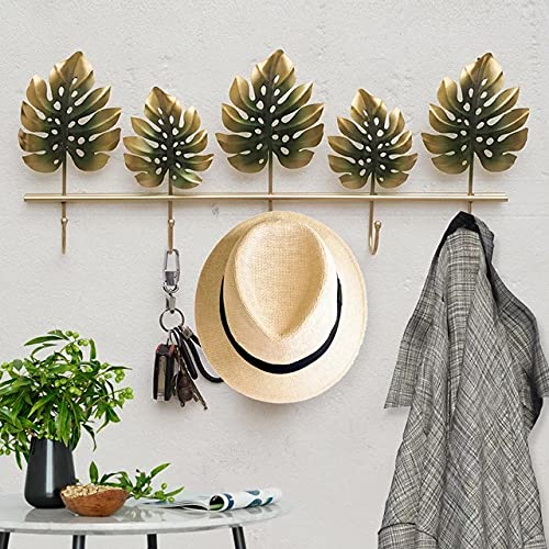 World Decor Palm Leaf Hook Decor with 5 Hooks 18 03 10 in - Image 1