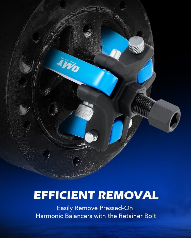 Orion Motor Tech مجموعة أدوات سحب الموازن الهارموني من أوريون موتور تك، مجموعة سحب قابلة للتعديل بـ 3 فكوك لإزالة المثبطات والموازين الهارمونية، مجموعة سحب البكرات بـ 3 فكوك متوافقة مع شيفروليه وجنرال موتورز وكرايسلر وكاديلاك وفورد والمزيد، زرقاء - Image 5