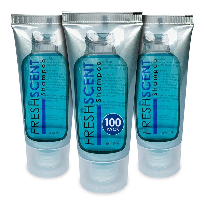Freshscent Shampoo 1oz 100 Tube Case Hotel Travel Size Bulk Amenities and Toiletries for Hospitality