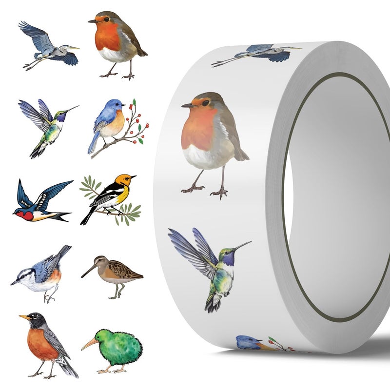 KOPTOP 1000Pcs Bird Stickers Roll, 2 Rolls 10 Styles Self-Adhesive Stickers for Kids - Waterproof Tropical Stickers for Scrapbooks, Party Decorations & Classroom Rewards - Image 5