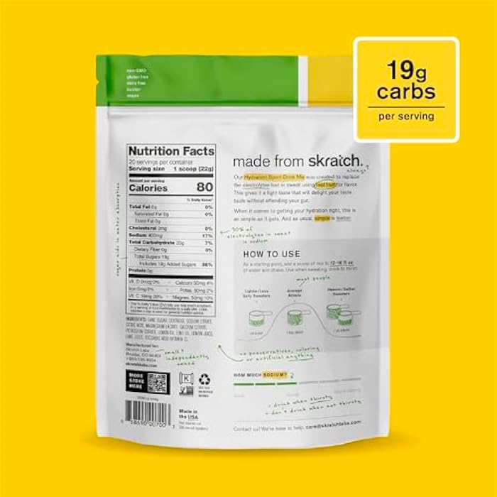 Skratch Labs Hydration Powder | Sport Drink Mix | Electrolytes Powder for Exercise, Endurance, and Performance | Lemon + Lime | 20 Servings | Non-GMO, Vegan, Kosher - Image 2