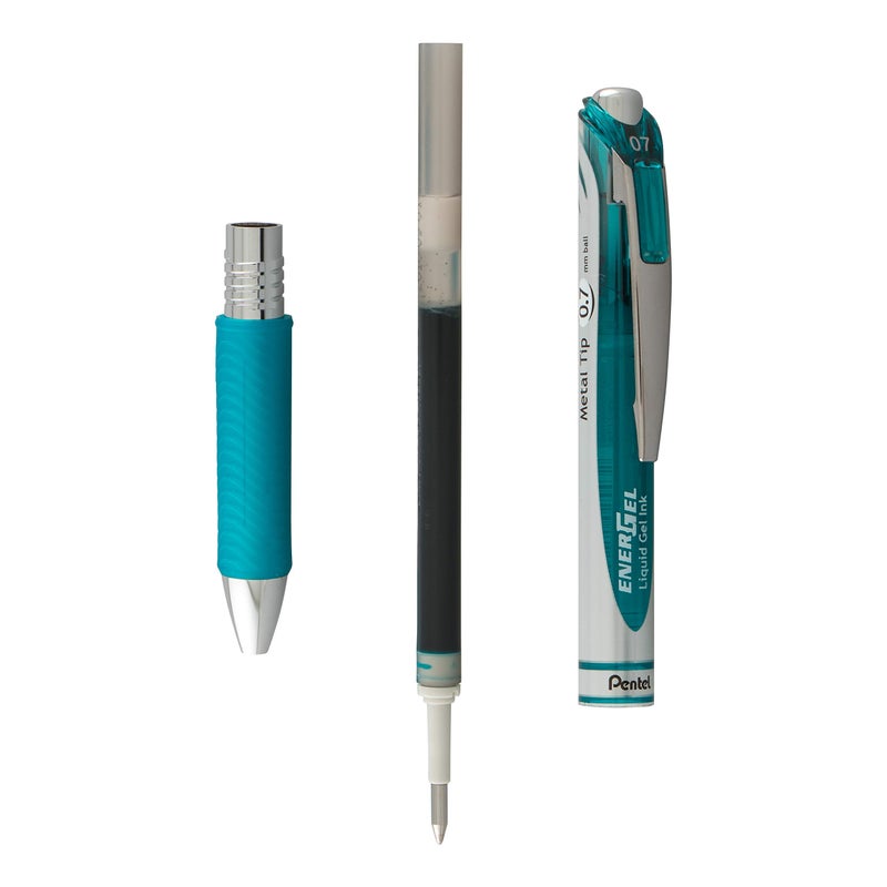 Pentel Refill Ink for EnerGel RTX Retractable Gel Pen, 12 Pack, 0.7mm, Medium Point, Turquoise Blue (LR7-S3) - Image 3