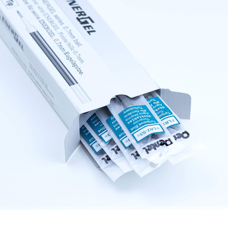 Pentel Refill Ink for EnerGel RTX Retractable Gel Pen, 12 Pack, 0.7mm, Medium Point, Turquoise Blue (LR7-S3) - Image 2