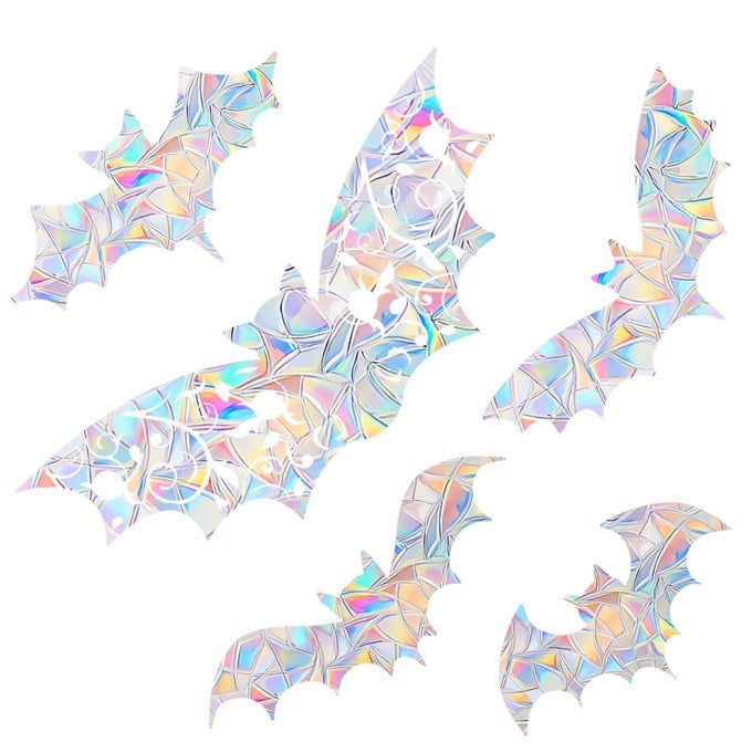 RAINBOW WINDOW CLINGS 8 PCS BATS NONADHESIVE PRISMATIC VINYL DECALS BIRD STRIKE DETERRENT FOR GLASS INDOOR DECOR REUSABLE IRREGULAR SHAPED STICKERS