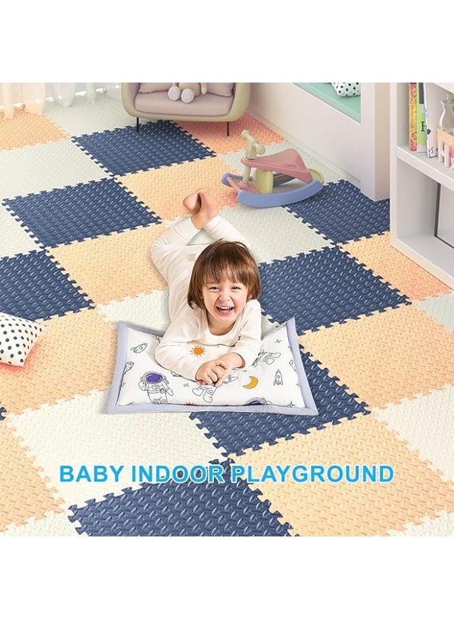 DUNISO حصيرة تمارين أرضية 8 قطع، بلاط رغوة EVA متشابك، حصيرة معدات التمارين مع حواف، مقاومة للماء، مضادة للتلوث، عازلة للصوت، لتمارين صالة الألعاب الرياضية المنزلية، 24*24 بوصة - Image 3