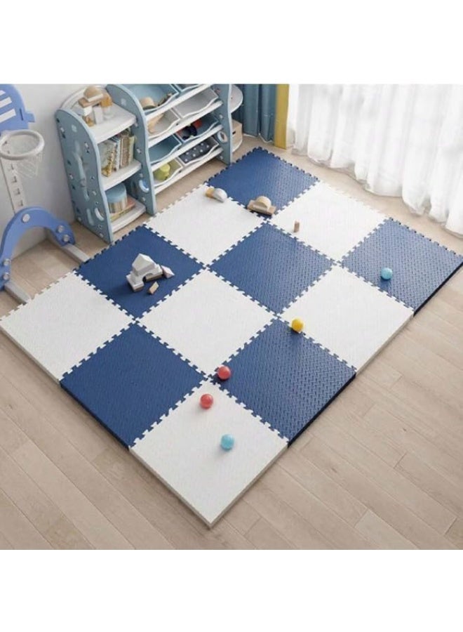 DUNISO حصيرة تمارين أرضية 8 قطع، بلاط رغوة EVA متشابك، حصيرة معدات التمارين مع حواف، مقاومة للماء، مضادة للتلوث، عازلة للصوت، لتمارين صالة الألعاب الرياضية المنزلية، 24*24 بوصة - Image 1