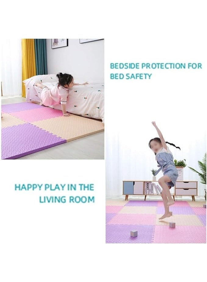 DUNISO حصيرة تمارين أرضية 8 قطع، بلاط رغوة EVA متشابك، حصيرة معدات التمارين مع حواف، مقاومة للماء، مضادة للتلوث، عازلة للصوت، لتمارين صالة الألعاب الرياضية المنزلية، 24*24 بوصة - Image 5