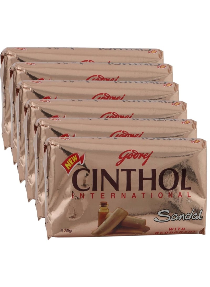 Godrej Bath Soap Sandal with Deodarant Germ Protection 125g Pack of 6 