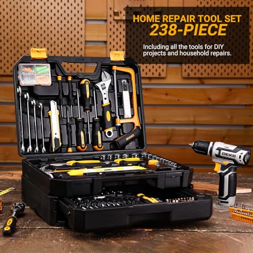 DEKOPRO Tool Kit Box Drill Set：DEKOPRO Home Mechanic Toolbox with 12V Power Cordless Drill Hand Repair Tools Sets Combo Kits Storage Organizer Drawer Case for Men - Image 5