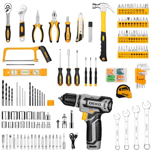 DEKOPRO Tool Kit Box Drill Set：DEKOPRO Home Mechanic Toolbox with 12V Power Cordless Drill Hand Repair Tools Sets Combo Kits Storage Organizer Drawer Case for Men - Image 3