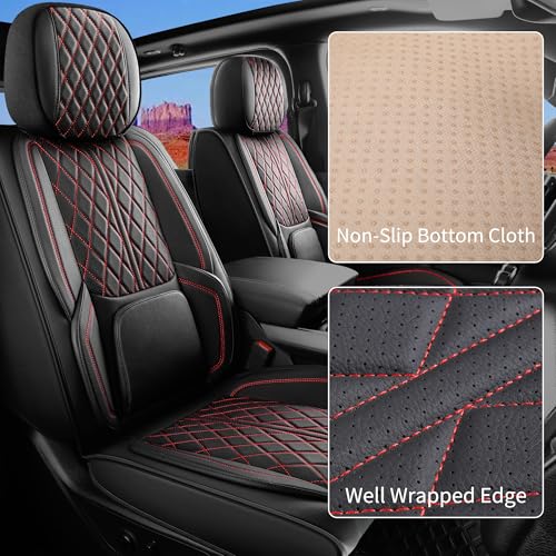 DuDuWang Car Seat Cover Custom Fit for Dodge Ram 1500 2500 3500 2002-2026 Faux Leather Seat Cover Set Compatible with Crew Quad Regular Cab Pickup Truck Cushions (Black & Blue, Full Set, Flat Rear) - Image 4