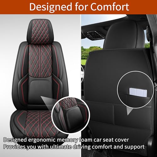 DuDuWang Car Seat Cover Custom Fit for Dodge Ram 1500 2500 3500 2002-2026 Faux Leather Seat Cover Set Compatible with Crew Quad Regular Cab Pickup Truck Cushions (Black & Blue, Full Set, Flat Rear) - Image 5
