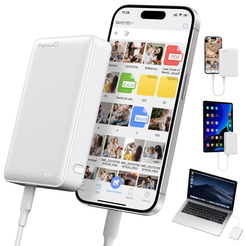 NEWQ Hard Drive for Phone Computer USB Flash Storage Device Photo Memory Stick for iPhone iPad MacBook Compatible with Apple iOS Android Cellphone Backup Pictures Videos Etc 2 TB - Image 2