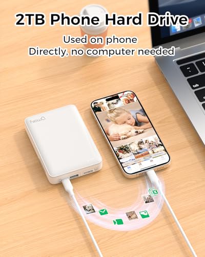 NEWQ Hard Drive for Phone Computer USB Flash Storage Device Photo Memory Stick for iPhone iPad MacBook Compatible with Apple iOS Android Cellphone Backup Pictures Videos Etc 2 TB - Image 3