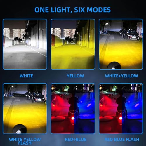 Aksmit Ultra Mini Double Lens Fog Light with Yellow & White Flashing Light Reflection 12-24 V, 45W (Pack of 1, Red & Blue DRL) - Image 4