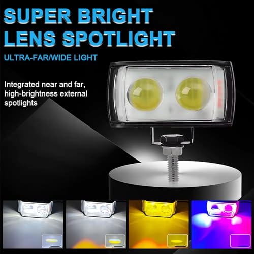 Aksmit Ultra Mini Double Lens Fog Light with Yellow & White Flashing Light Reflection 12-24 V, 45W (Pack of 1, Red & Blue DRL) - Image 2