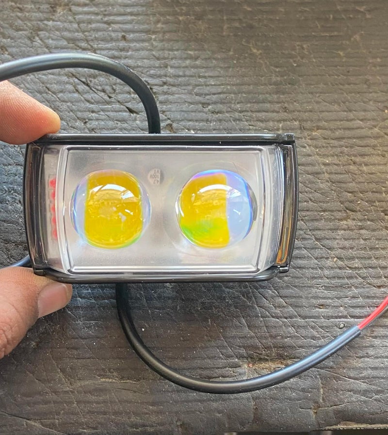 Aksmit Ultra Mini Double Lens Fog Light with Yellow & White Flashing Light Reflection 12-24 V, 45W (Pack of 1, Red & Blue DRL) - Image 5
