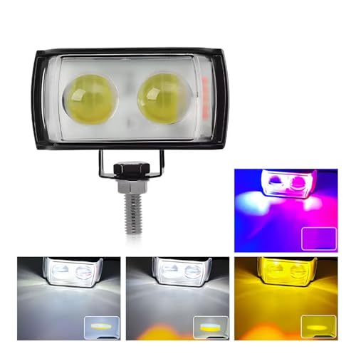 Aksmit Ultra Mini Double Lens Fog Light with Yellow & White Flashing Light Reflection 12-24 V, 45W (Pack of 1, Red & Blue DRL) - Image 1