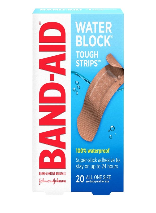 Band-Aid Brand Water Block Waterproof Tough Adhesive Bandages for First Aid Wound Care, Durable Waterproof Bandages to Protect Minor Cuts, Burns & Scrapes, Quilt-Aid Pad, One Size, 20 ct - Image 1