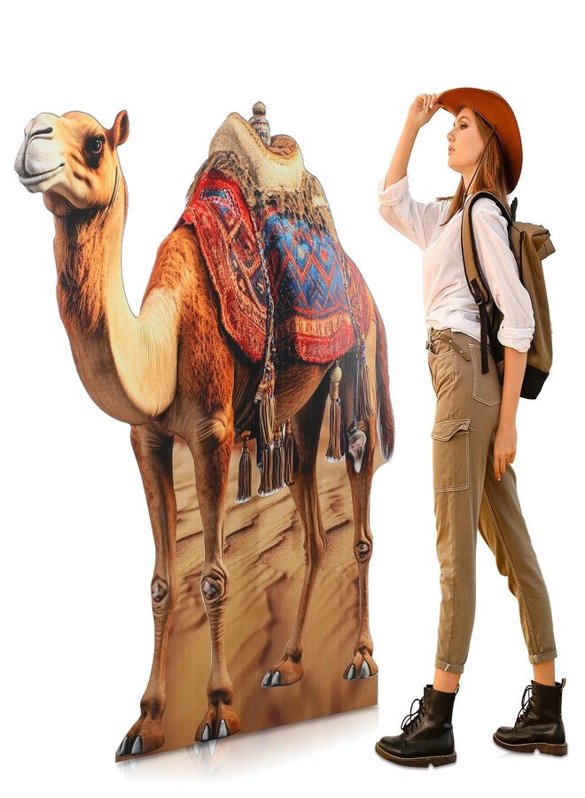 Geelin 5ft Camel Cardboard Standup Cutout Desert Safari Animal Theme Cardboard Standup Photo Prop for Arabian Nights Party VBS Decorations Classroom Wall Decor Camel Themed Birthday Supplies - Image 1
