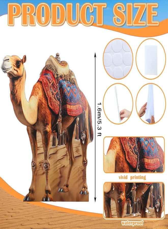 Geelin 5ft Camel Cardboard Standup Cutout Desert Safari Animal Theme Cardboard Standup Photo Prop for Arabian Nights Party VBS Decorations Classroom Wall Decor Camel Themed Birthday Supplies - Image 2