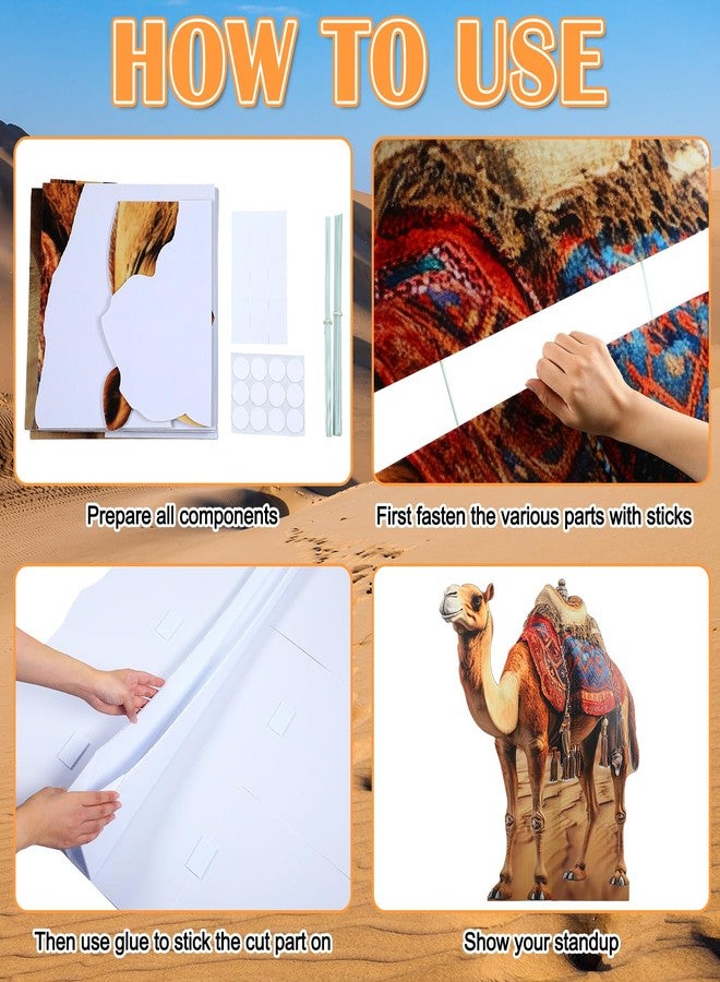 Geelin 5ft Camel Cardboard Standup Cutout Desert Safari Animal Theme Cardboard Standup Photo Prop for Arabian Nights Party VBS Decorations Classroom Wall Decor Camel Themed Birthday Supplies - Image 3