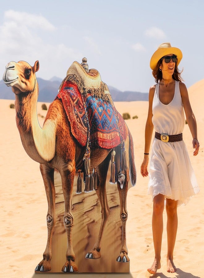 Geelin 5ft Camel Cardboard Standup Cutout Desert Safari Animal Theme Cardboard Standup Photo Prop for Arabian Nights Party VBS Decorations Classroom Wall Decor Camel Themed Birthday Supplies - Image 4