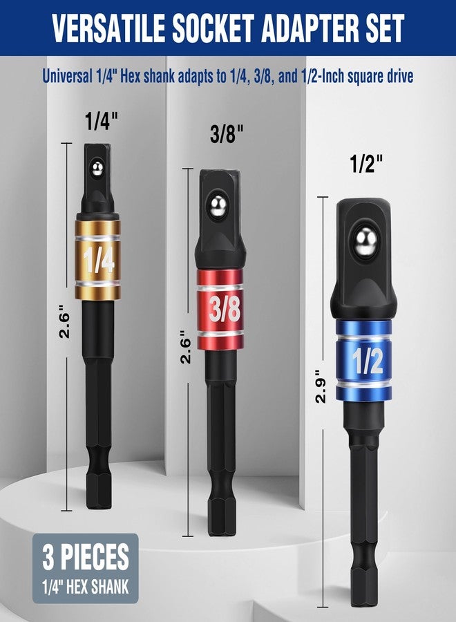 WORKPRO Impact Grade Socket Adapter Set, 1/4", 3/8", & 1/2" Drive, Extension Driver Bit With Holder, for Power Drill to High Torque Impact Wrench - Image 2